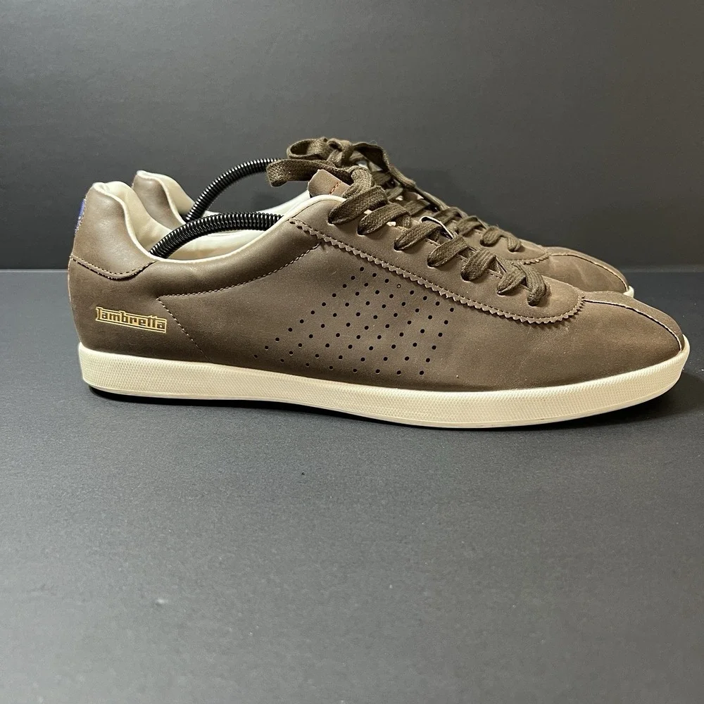 Lambretta Gazzman 3 Brown White Lace Up Shoes Retro Trainers Size UK 11 Preppy